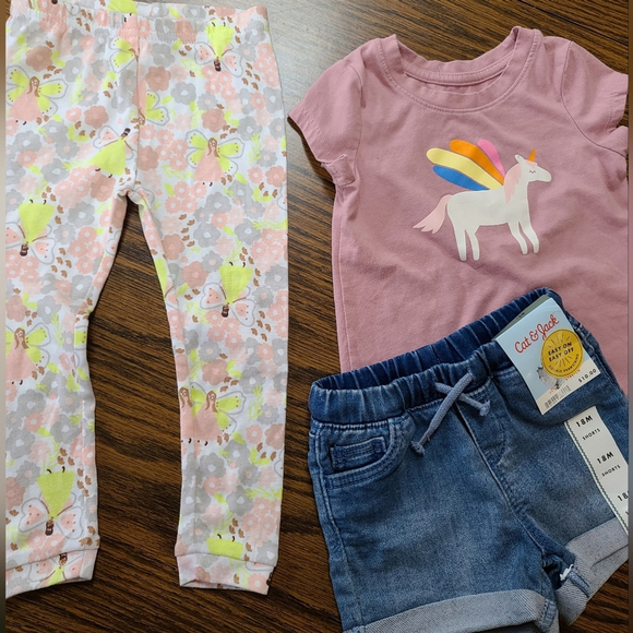 New Girls 18M Three-Piece Set Cat & Jack, Carters - Picture 2 of 11